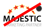 Logotipo de Majestic con texto e imagen adicionales